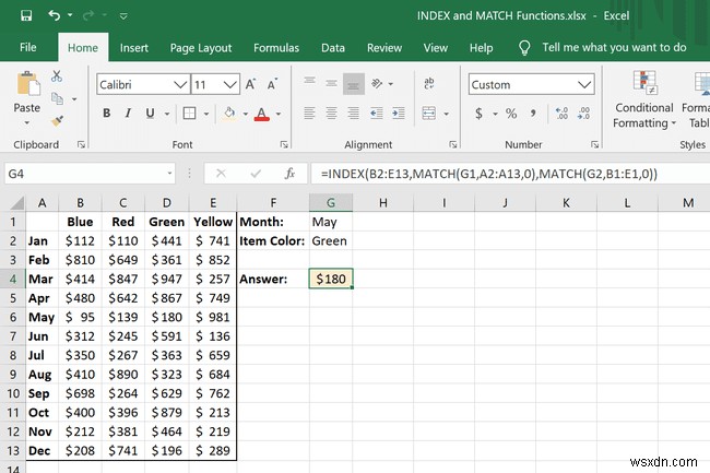 วิธีใช้ฟังก์ชัน INDEX และ MATCH ใน Excel