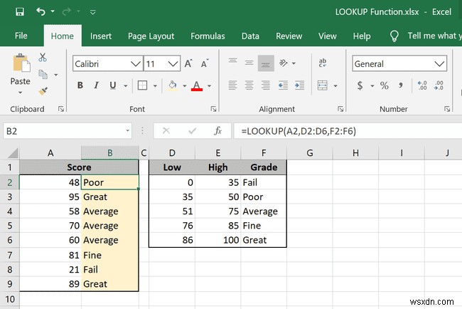 วิธีใช้ฟังก์ชัน LOOKUP ใน Excel