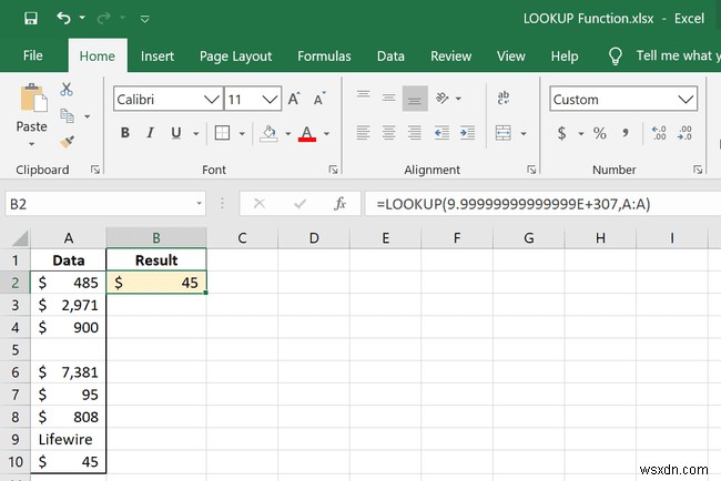 วิธีใช้ฟังก์ชัน LOOKUP ใน Excel