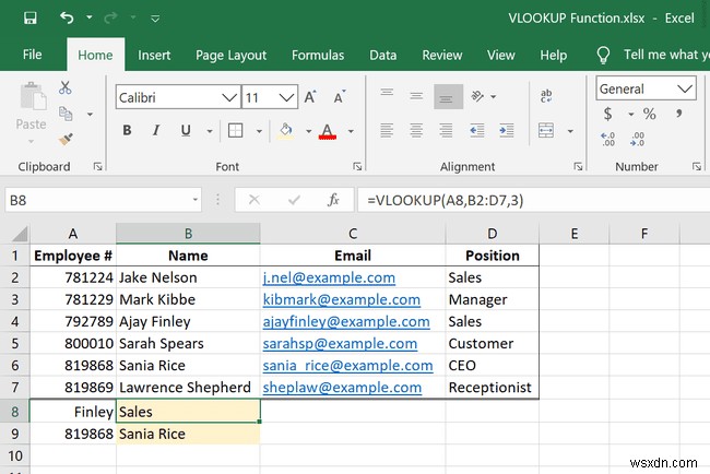 วิธีใช้ฟังก์ชัน VLOOKUP ใน Excel