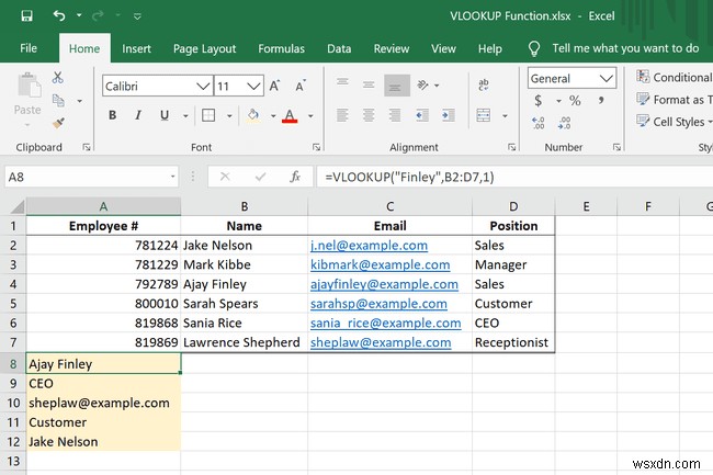 วิธีใช้ฟังก์ชัน VLOOKUP ใน Excel