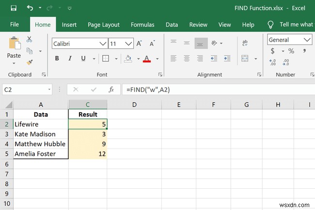 วิธีใช้ฟังก์ชัน Excel FIND
