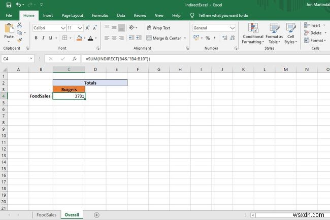 วิธีใช้ฟังก์ชันทางอ้อมใน Excel