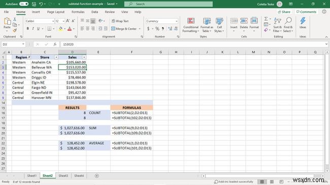 วิธีใช้ฟังก์ชันผลรวมย่อยของ Excel