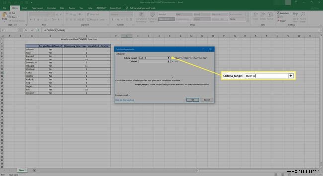 วิธีใช้ฟังก์ชัน COUNTIFS ใน Excel