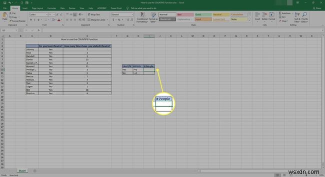 วิธีใช้ฟังก์ชัน COUNTIFS ใน Excel