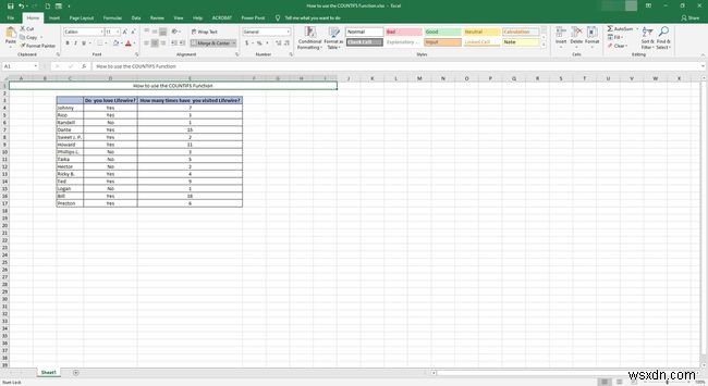 วิธีใช้ฟังก์ชัน COUNTIFS ใน Excel