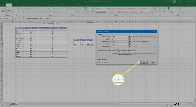 วิธีใช้ฟังก์ชัน COUNTIFS ใน Excel