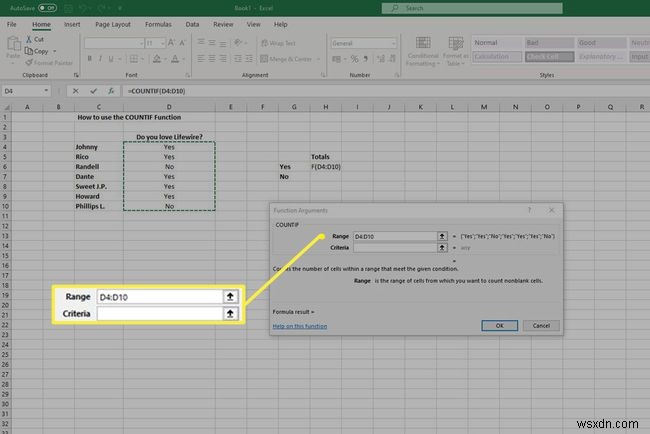 วิธีใช้ฟังก์ชัน COUNTIF ใน Excel