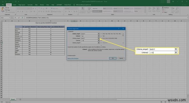 วิธีใช้ฟังก์ชัน COUNTIFS ใน Excel