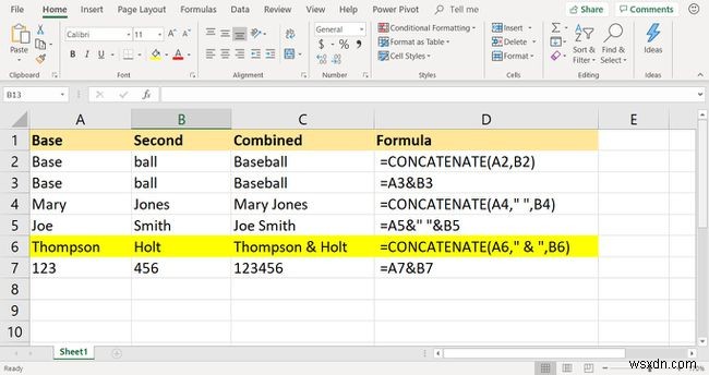 วิธีใช้ฟังก์ชัน Excel CONCATENATE เพื่อรวมเซลล์