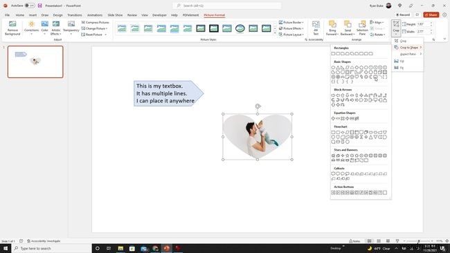 วิธีการครอบตัดรูปร่างใน PowerPoint