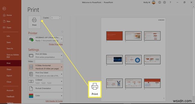 วิธีพิมพ์หลายสไลด์ในหน้าเดียวใน PowerPoint