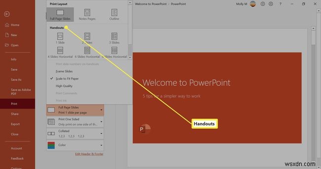 วิธีพิมพ์หลายสไลด์ในหน้าเดียวใน PowerPoint