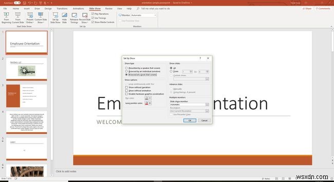 วนซ้ำการนำเสนอสไลด์ PowerPoint