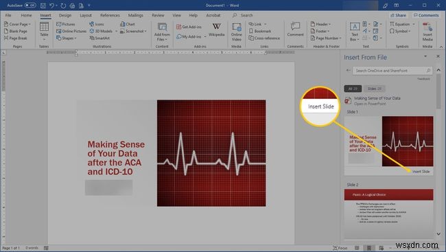 วิธีการเพิ่มสไลด์ PowerPoint ลงในเอกสาร Word