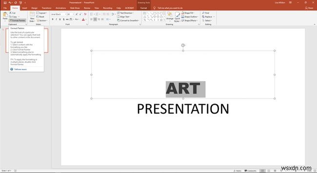 วิธีจัดรูปแบบข้อความด้วยตัววาดรูปแบบ PowerPoint