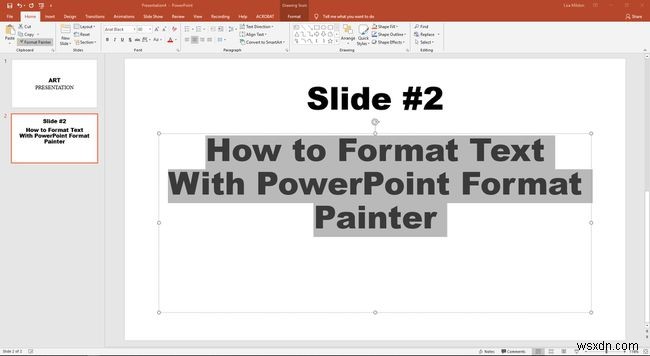 วิธีจัดรูปแบบข้อความด้วยตัววาดรูปแบบ PowerPoint