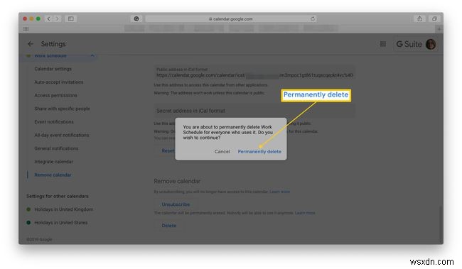 วิธีการลบ Google ปฏิทิน