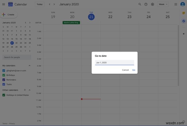 วิธีไปยังวันที่อย่างรวดเร็วใน Google ปฏิทิน