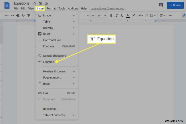 วิธีใช้ตัวแก้ไขสมการใน Google เอกสาร