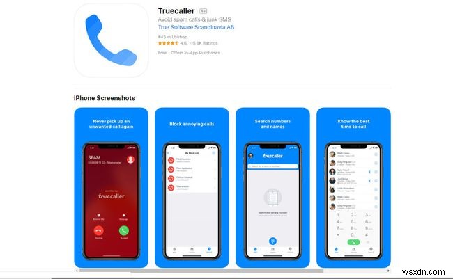 การตรวจสอบแอป TrueCaller