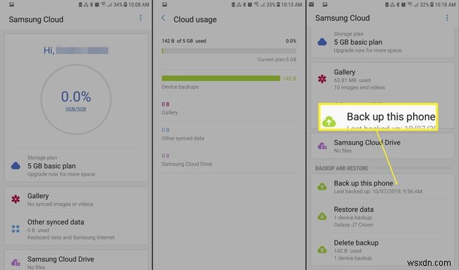 วิธีเข้าถึง Samsung Cloud