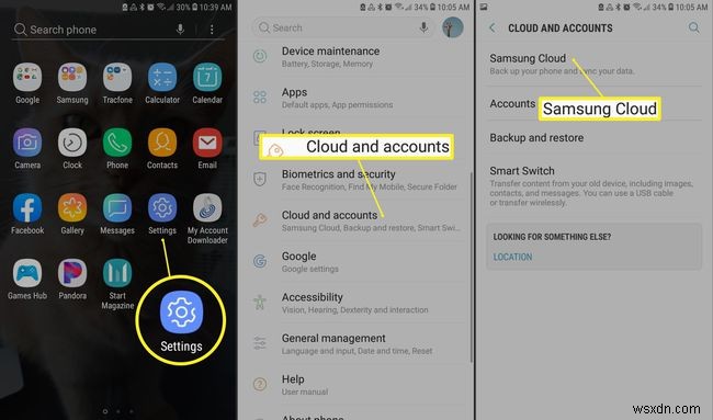 วิธีเข้าถึง Samsung Cloud