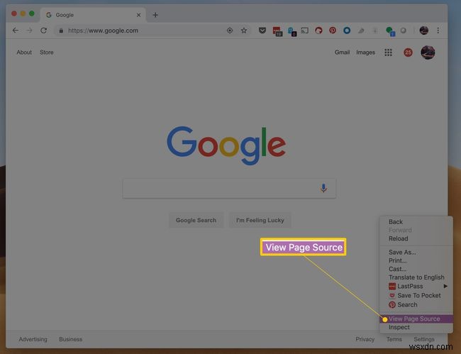 วิธีดูซอร์ส HTML ใน Google Chrome