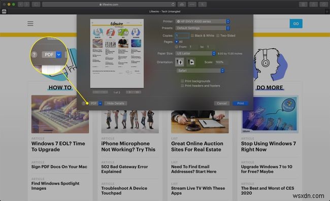 วิธีบันทึกหน้าเว็บเป็น PDF ใน Safari บน Mac