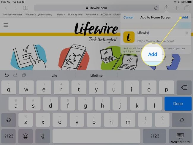 วิธีเพิ่มทางลัดเว็บไซต์ Safari ไปยังหน้าจอหลักของ iPad