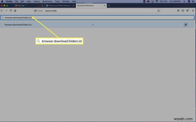 วิธีใช้ Firefox about:config Option browser.download.folderList