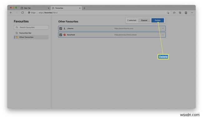 วิธีการลบรายการโปรดบน Microsoft Edge