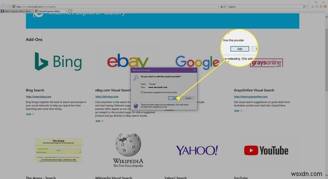 วิธีการเพิ่มเครื่องมือค้นหาใน Internet Explorer 11