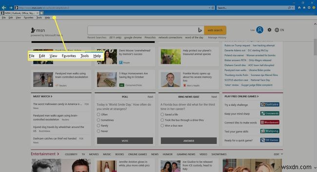 วิธีดูเมนูเครื่องมือใน Internet Explorer 11