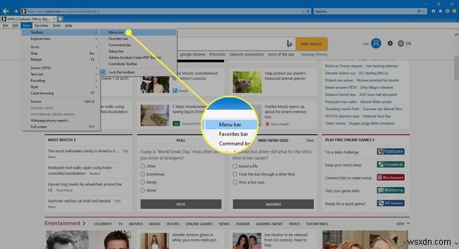 วิธีดูเมนูเครื่องมือใน Internet Explorer 11