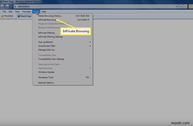 วิธีเปิดใช้งานโหมดการเรียกดูแบบ InPrivate ใน IE 10
