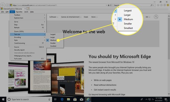 วิธีการแก้ไขขนาดข้อความใน Internet Explorer
