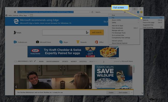 วิธีเปิดใช้งานโหมดเต็มหน้าจอใน Internet Explorer 11