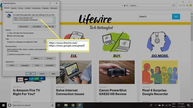 วิธีการเปลี่ยนหน้าแรกของ Internet Explorer