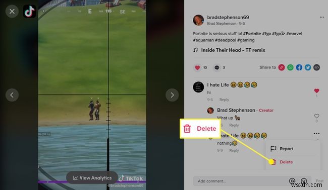 วิธีการลบความคิดเห็นบน TikTok