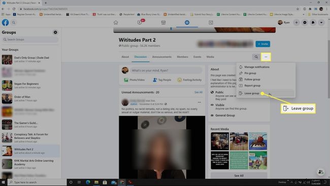 วิธีออกจากกลุ่ม Facebook