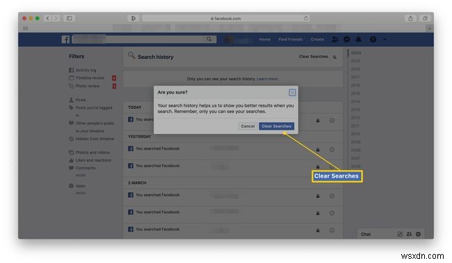 วิธีล้างประวัติการค้นหาบน Facebook ของคุณ