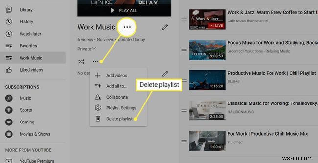 วิธีการลบเพลย์ลิสต์บน YouTube