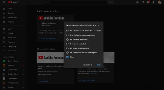 วิธียกเลิก YouTube Premium (เดิมชื่อ YouTube Red)