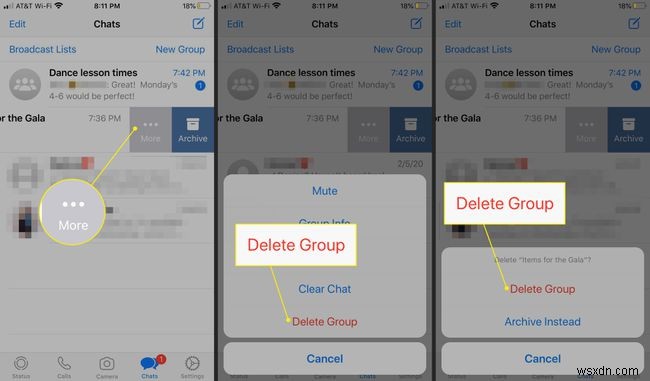 วิธีการลบกลุ่ม WhatsApp