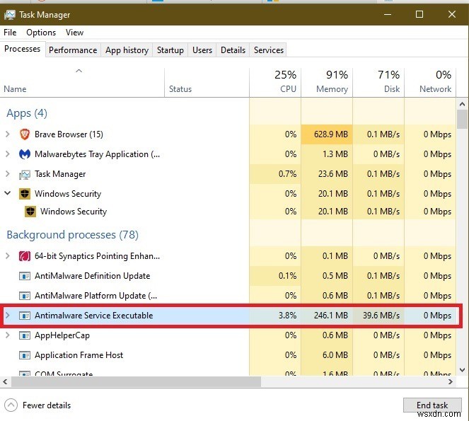 คุณควรปิดใช้งานกระบวนการ  บริการป้องกันมัลแวร์ที่ปฏิบัติการได้  ใน Windows หรือไม่