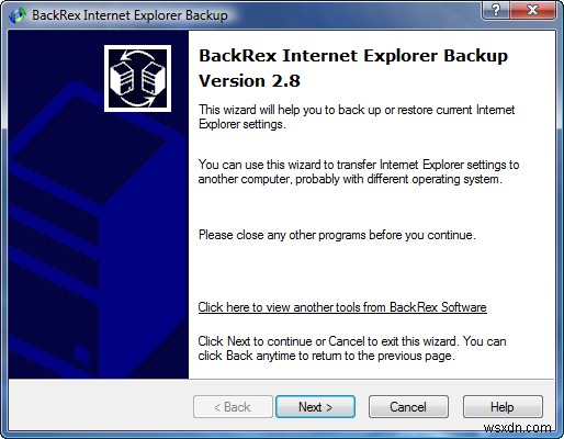 วิธีสำรองข้อมูลการตั้งค่า Internet Explorer ด้วย BackRex