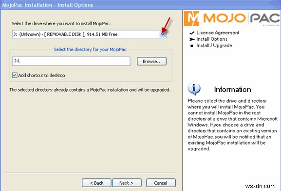 Mojopack ช่วยให้คุณสามารถพกพา Windows XP ของคุณในไดรฟ์ USB