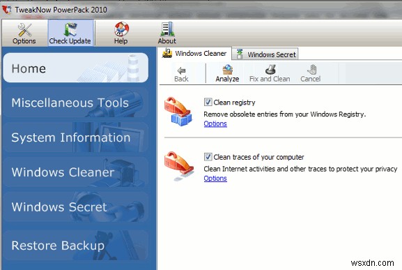 TweakNow PowerPack 2010:แอปพลิเคชัน Tweaker ที่ครอบคลุมสำหรับ Windows